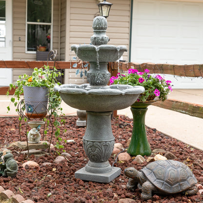 Sunnydaze 50" 2-Tier Outdoor Water Fountain French Garden Design