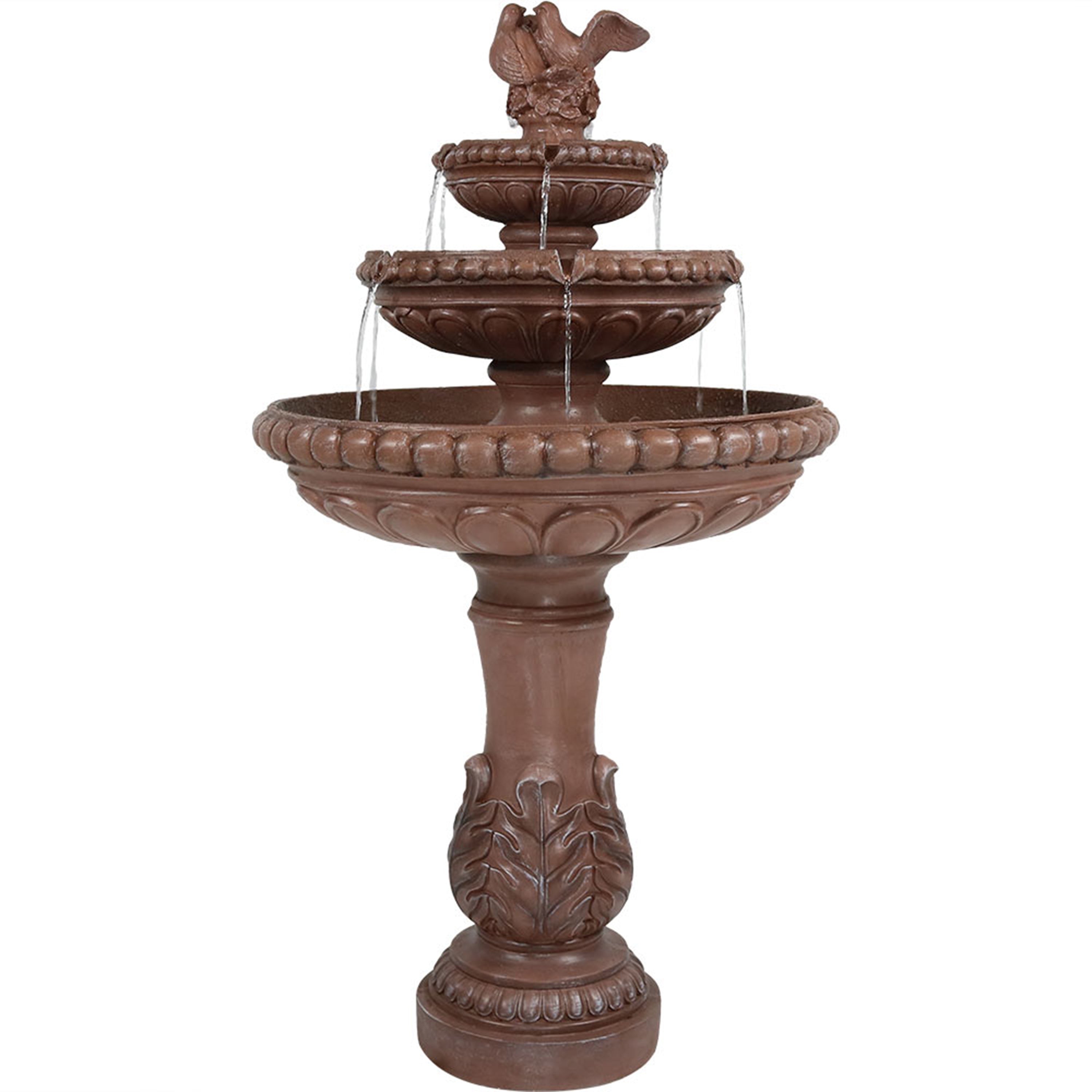 Sunnydaze 43" H 3-Tier Dove Pair Outdoor Water Fountain