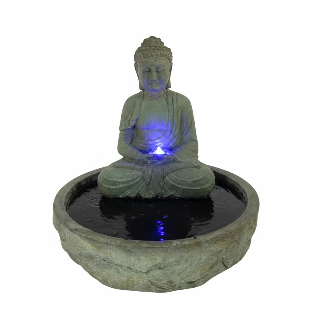 Giannini Garden Serene Basalt Buddha Outdoor Water Fountain 1783