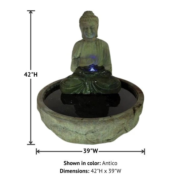 Giannini Garden Serene Basalt Buddha Outdoor Water Fountain 1783
