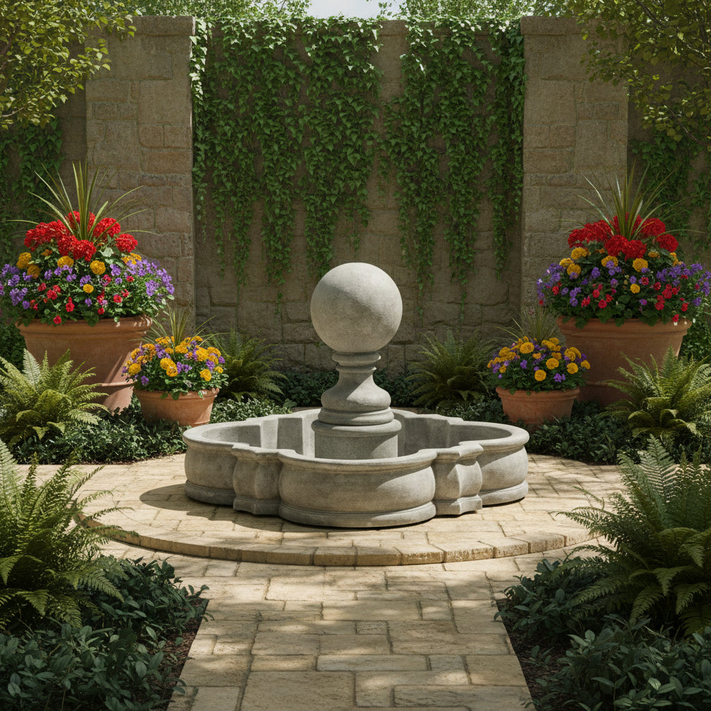Giannini Garden Sfera Sphere Stone Outdoor Water Fountain 1056