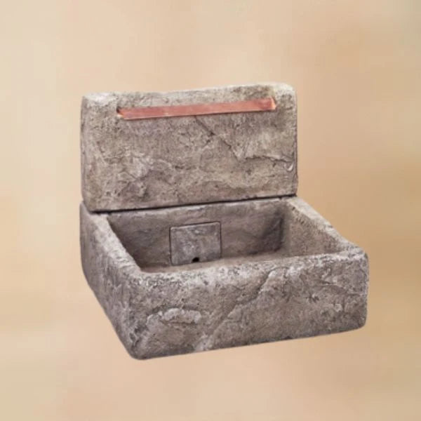 Giannini Garden Shallow Cistern Outdoor Fountain with Copper Overflow 1047