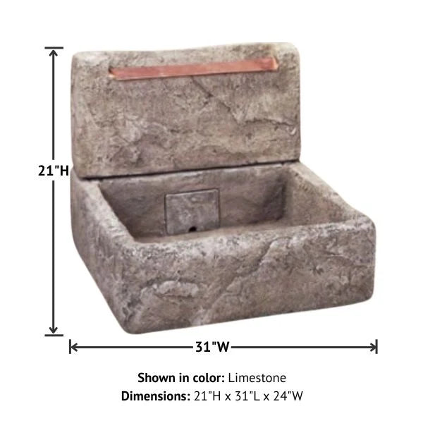 Giannini Garden Shallow Cistern Outdoor Fountain with Copper Overflow 1047