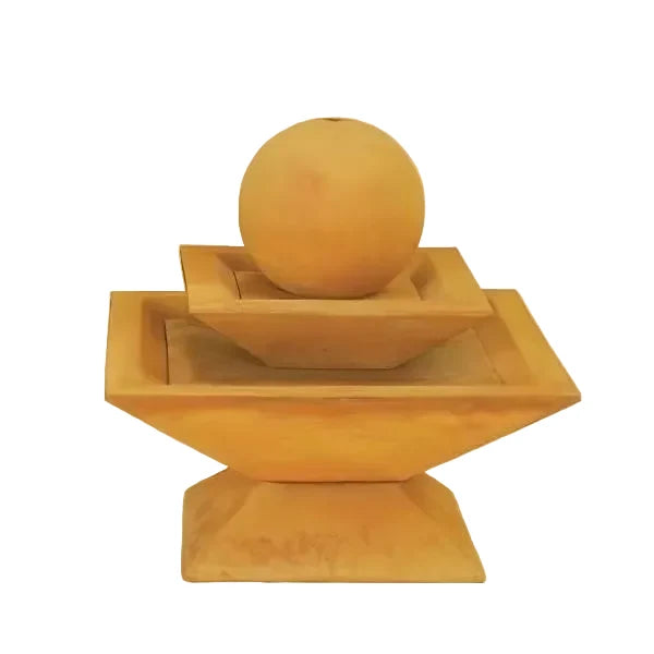 Giannini Garden Shallow Two Tier Tapered Square Outdoor Water Fountain 1500