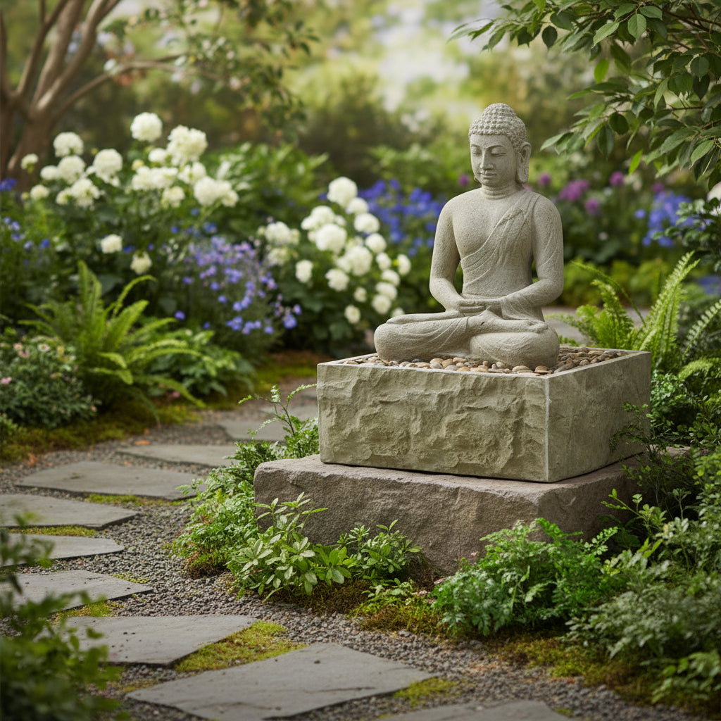 Giannini Garden Sitting Buddha Outdoor Water Fountain 1421