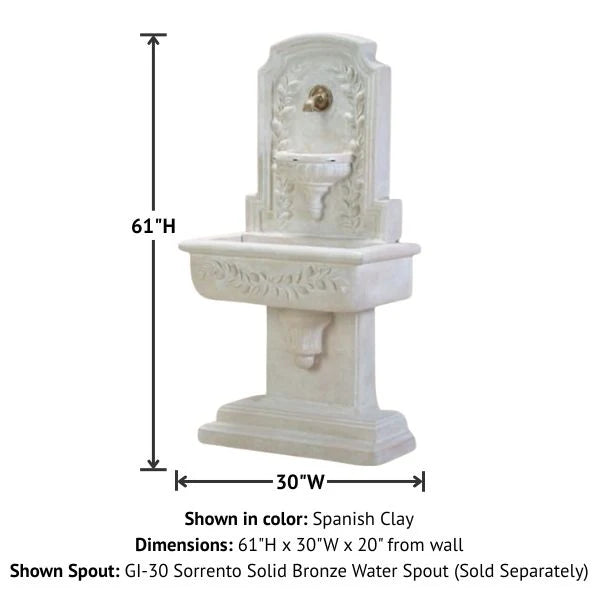 Giannini Garden Sorrentine Outdoor Wall Fountain For Spout 1190