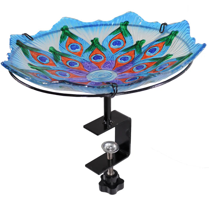 Sunnydaze Deck-Mounted/Staked Glass Bird Bath