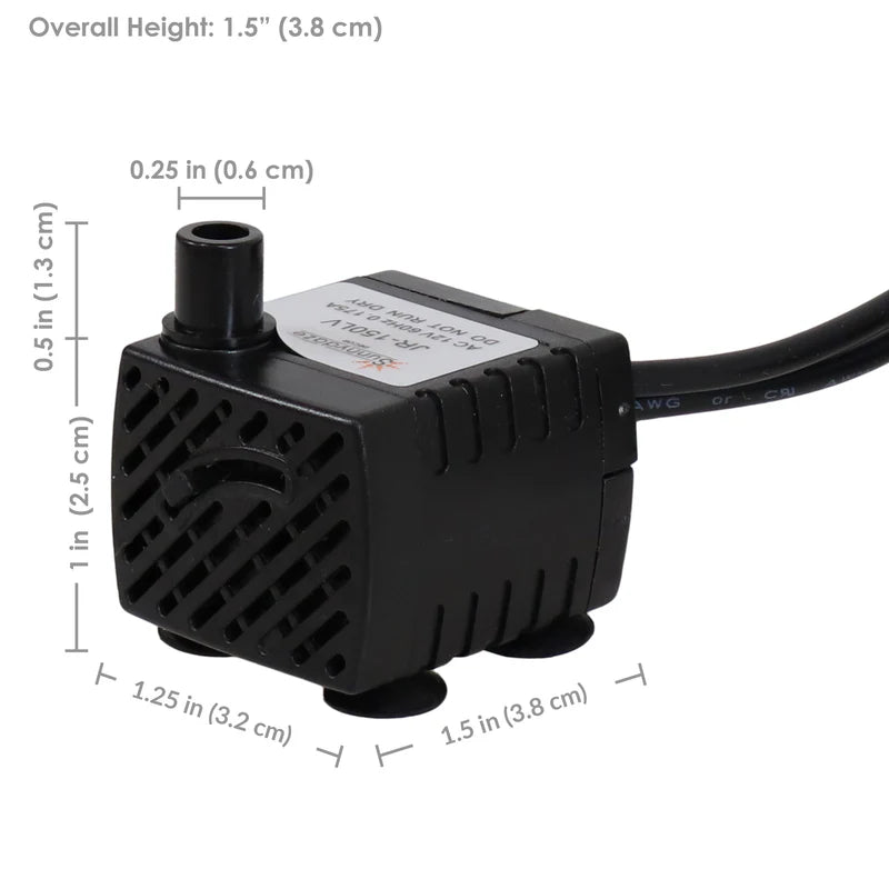 Sunnydaze 40 GPH Electric Submersible Water Pump with LED Lights - Multicolor Lights JR-150 6LED-M