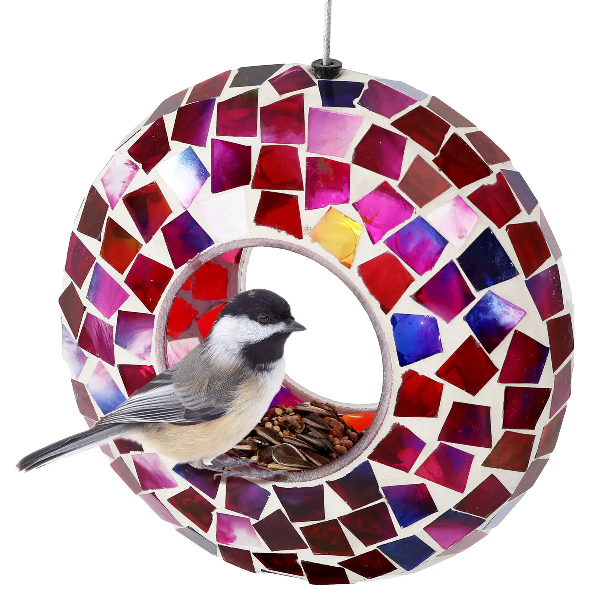 Sunnydaze 6" Mosaic Fly-Through Hanging Bird Feeder