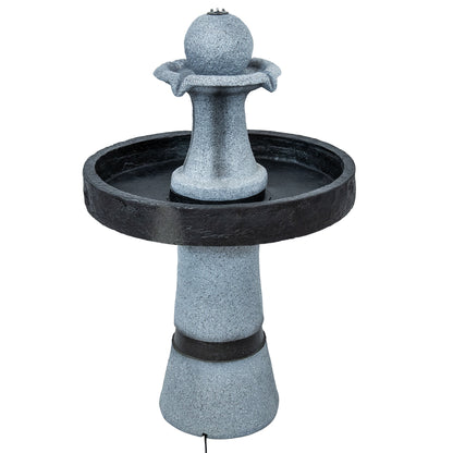 Sunnydaze 29.5" Contemporary 2-Tone Outdoor Water Fountain with Light