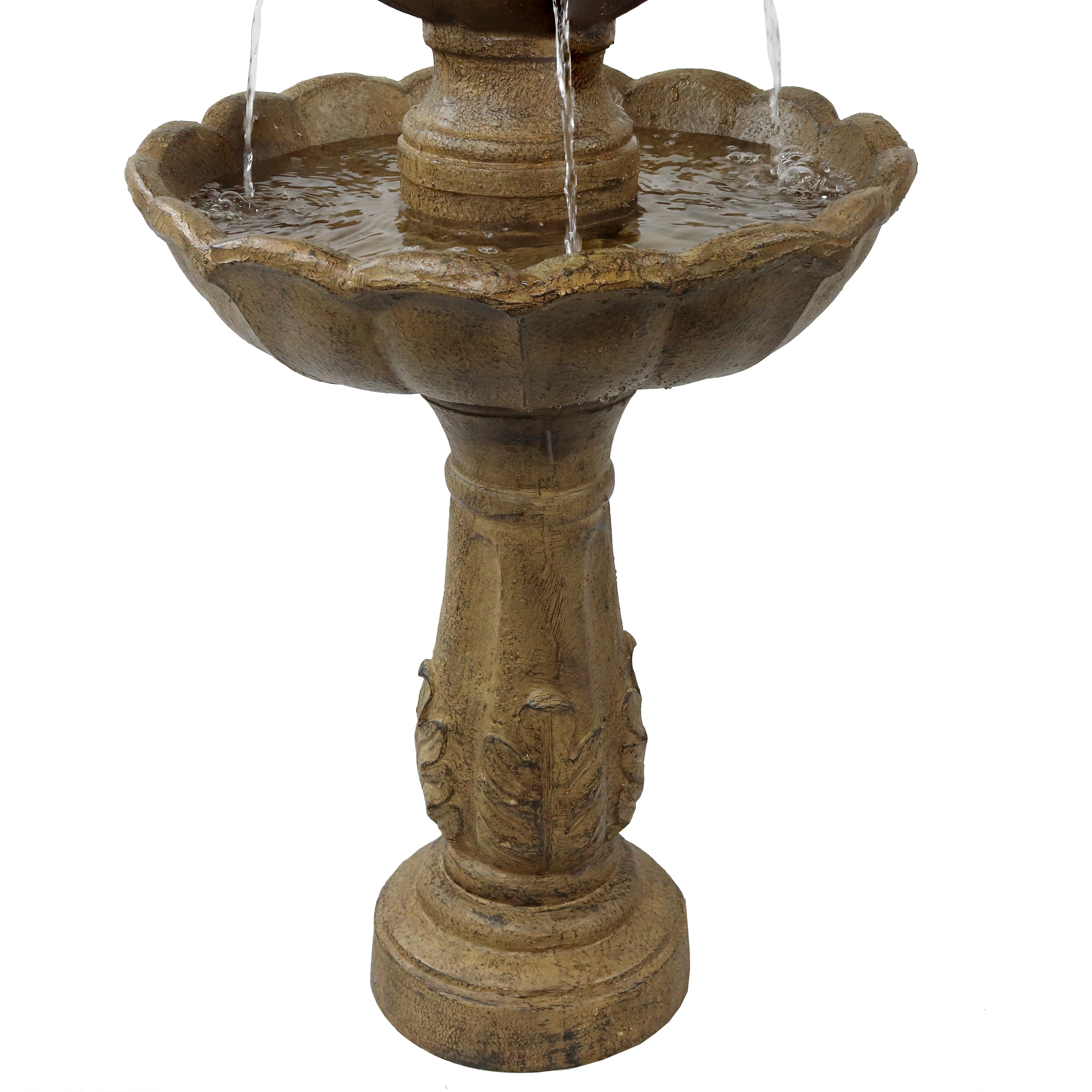 Sunnydaze 38" H Blooming Flower 2-Tier Outdoor Water Fountain