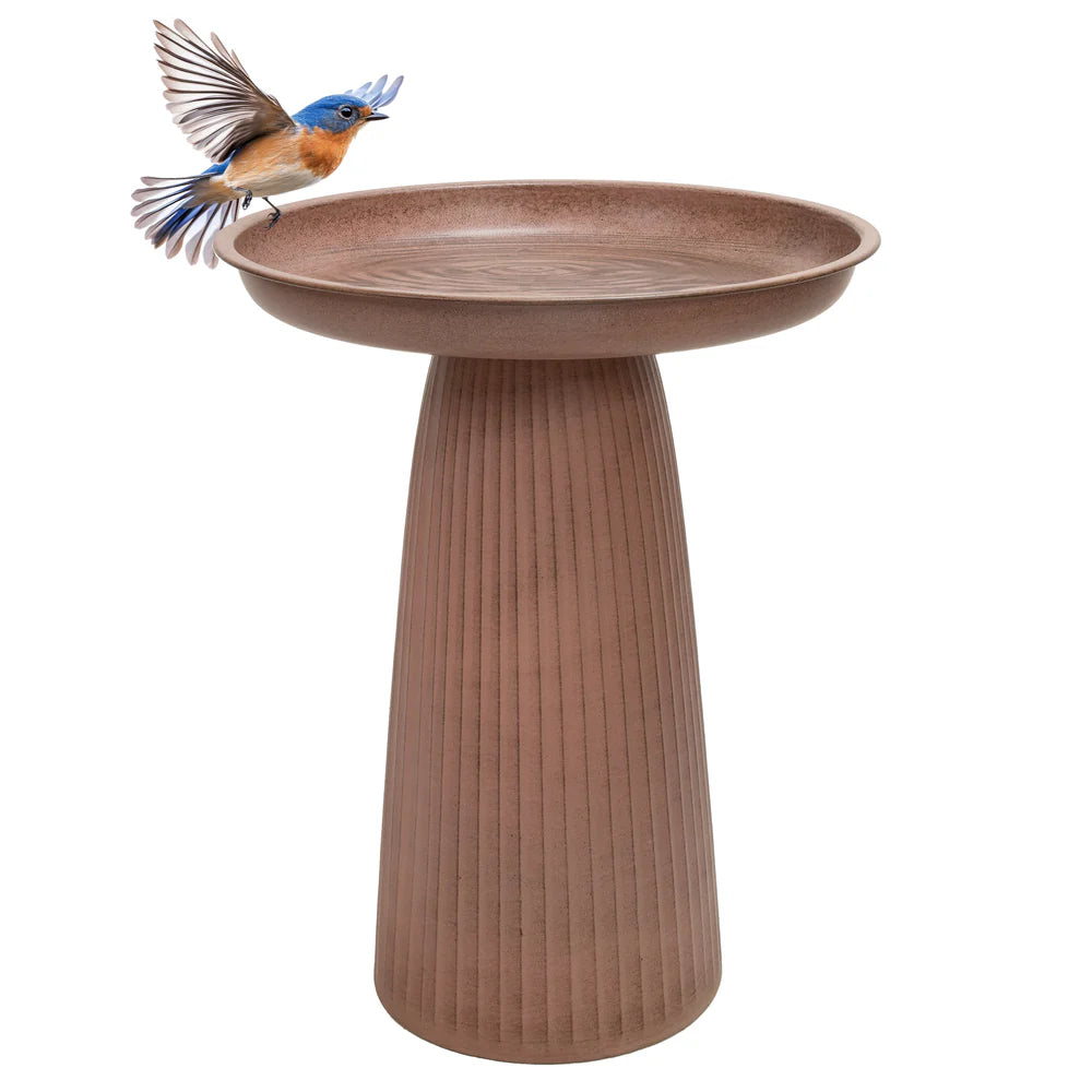 Sunnydaze Gleeful Garden Metal Outdoor Bird Bath - UV-Resistant Finish