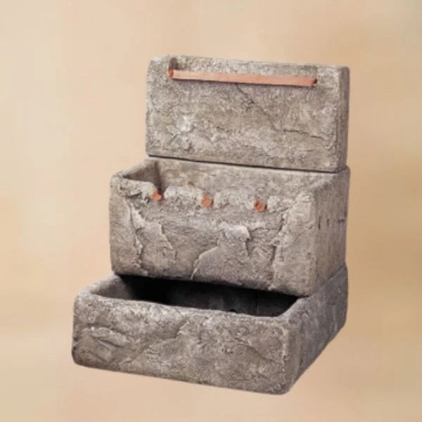 Giannini Garden Three Tier Cistern with Copper Overflow Outdoor Water Fountain 1048
