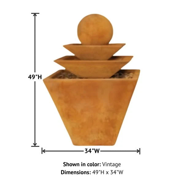 Giannini Garden Three Tier Tapered Square Outdoor Water Fountain 1490