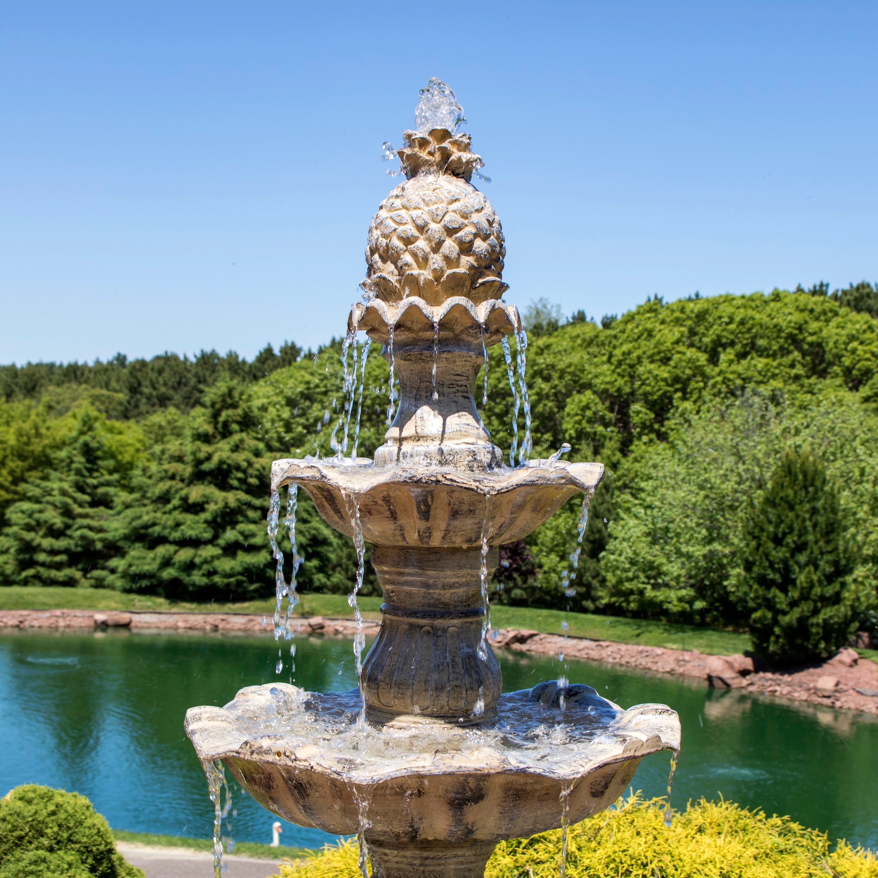 Sunnydaze 80" H 4-Tier Grand Courtyard Outdoor Water Fountain