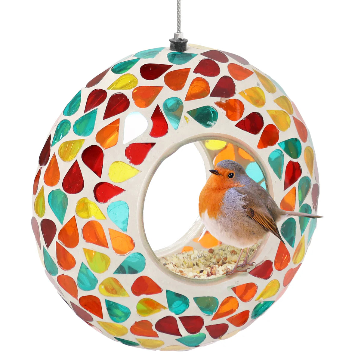 Sunnydaze 6" Mosaic Fly-Through Hanging Bird Feeder