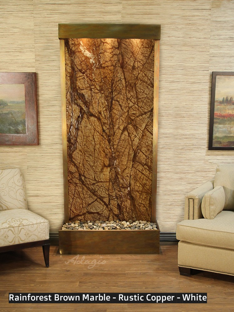 Adagio Tranquil River Flush Mounted to Rear of the Base 90"H x 41"W Indoor Floor Fountain TRF3512