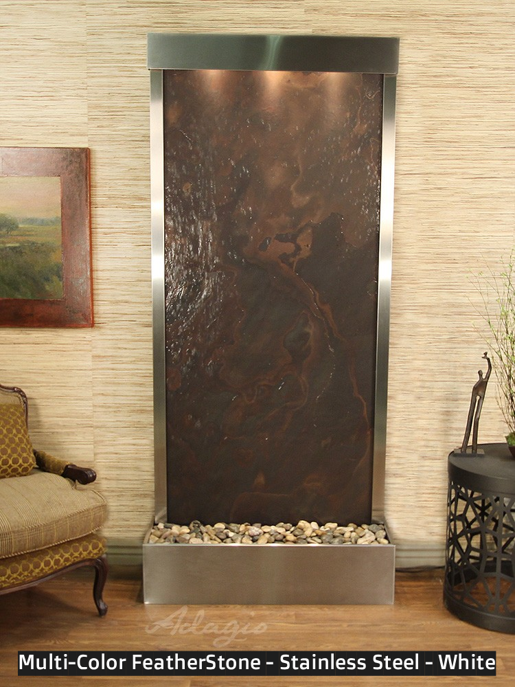 Adagio Tranquil River Flush Mounted to Rear of the Base 90"H x 41"W Indoor Floor Fountain TRF3512