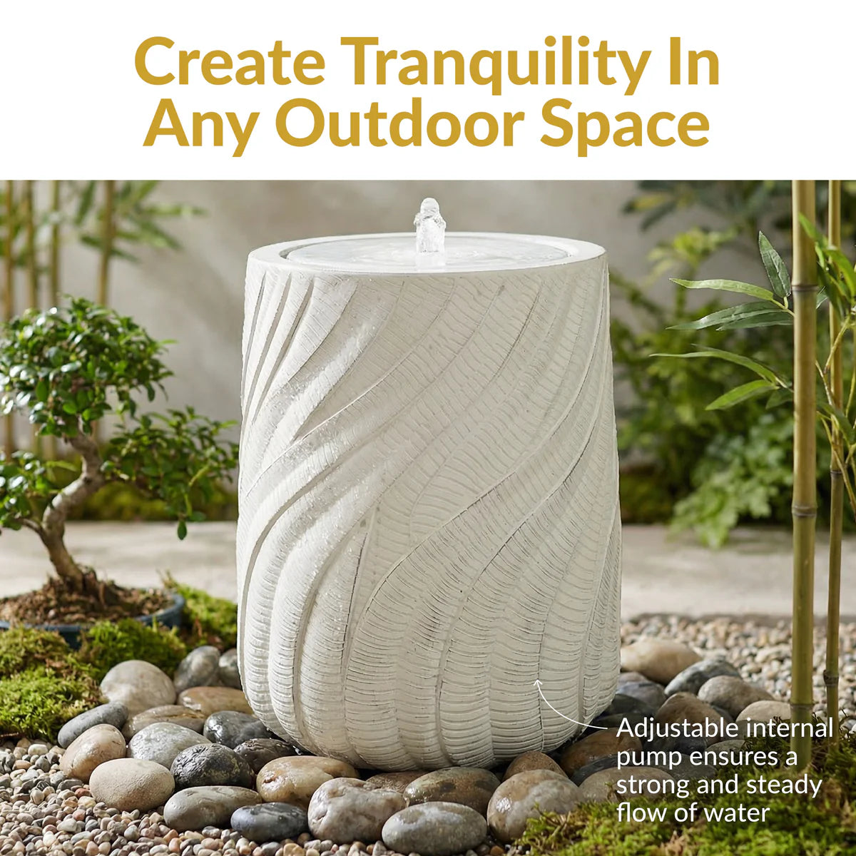 Sunnydaze Textured Spiral Bubble Outdoor Fountain with LED Light