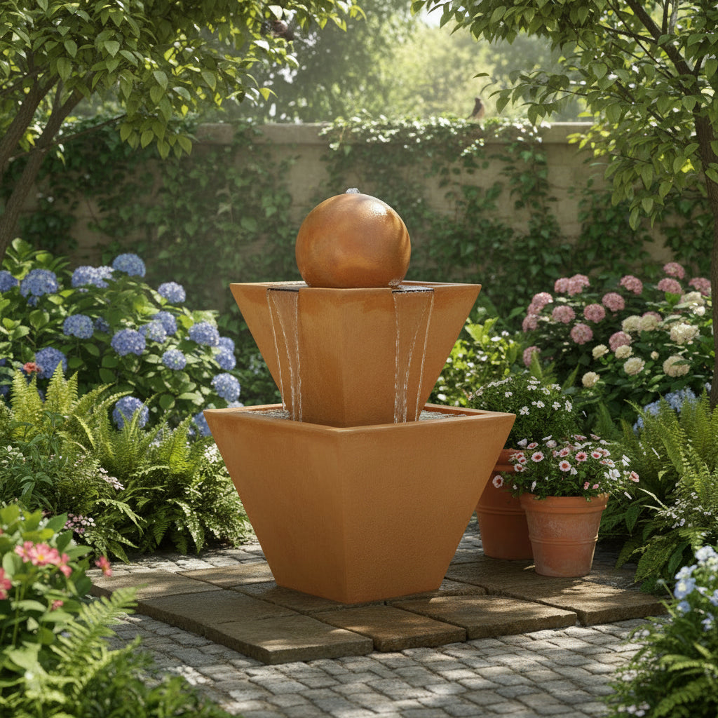 Giannini Garden Medium Two Tier Outdoor Modern Fountain 1497