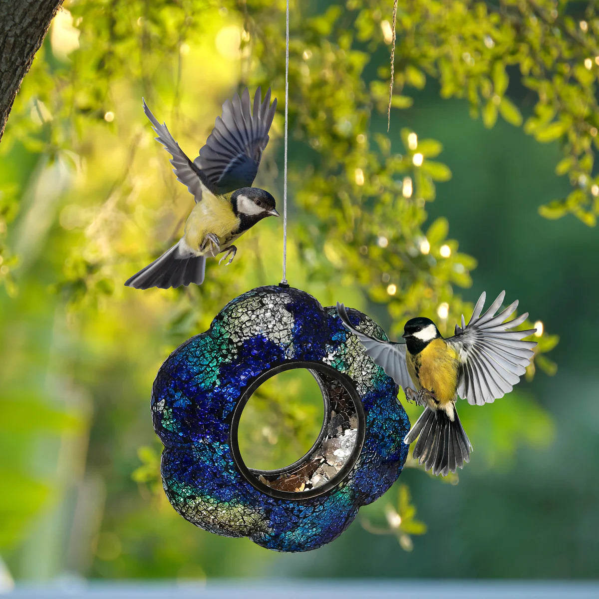 Sunnydaze 6" Mosaic Fly-Through Hanging Bird Feeder