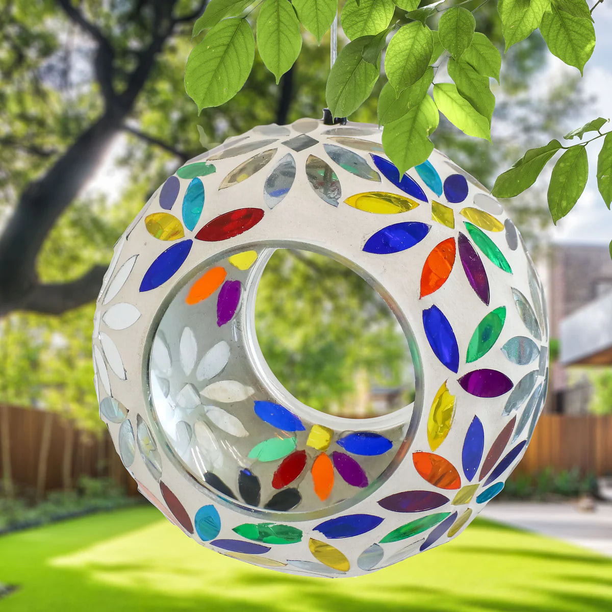 Sunnydaze 6" Mosaic Fly-Through Hanging Bird Feeder