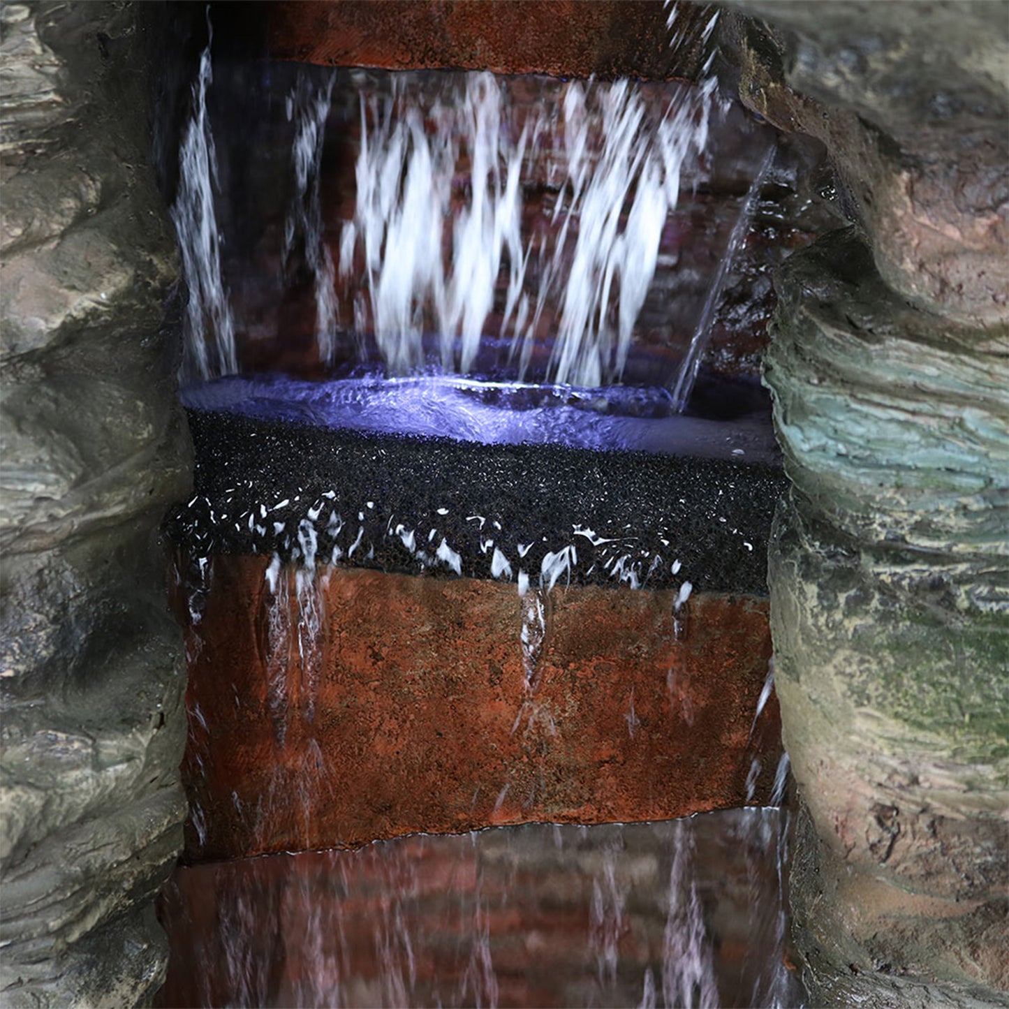 Sunnydaze 61" Flat Rock Summit Large Outdoor Waterfall Fountain with LED Lights