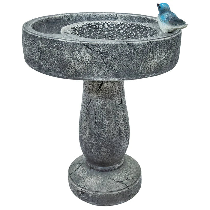 Sunnydaze 27" Traditional Resin Bird Bath with Feeder Compartment