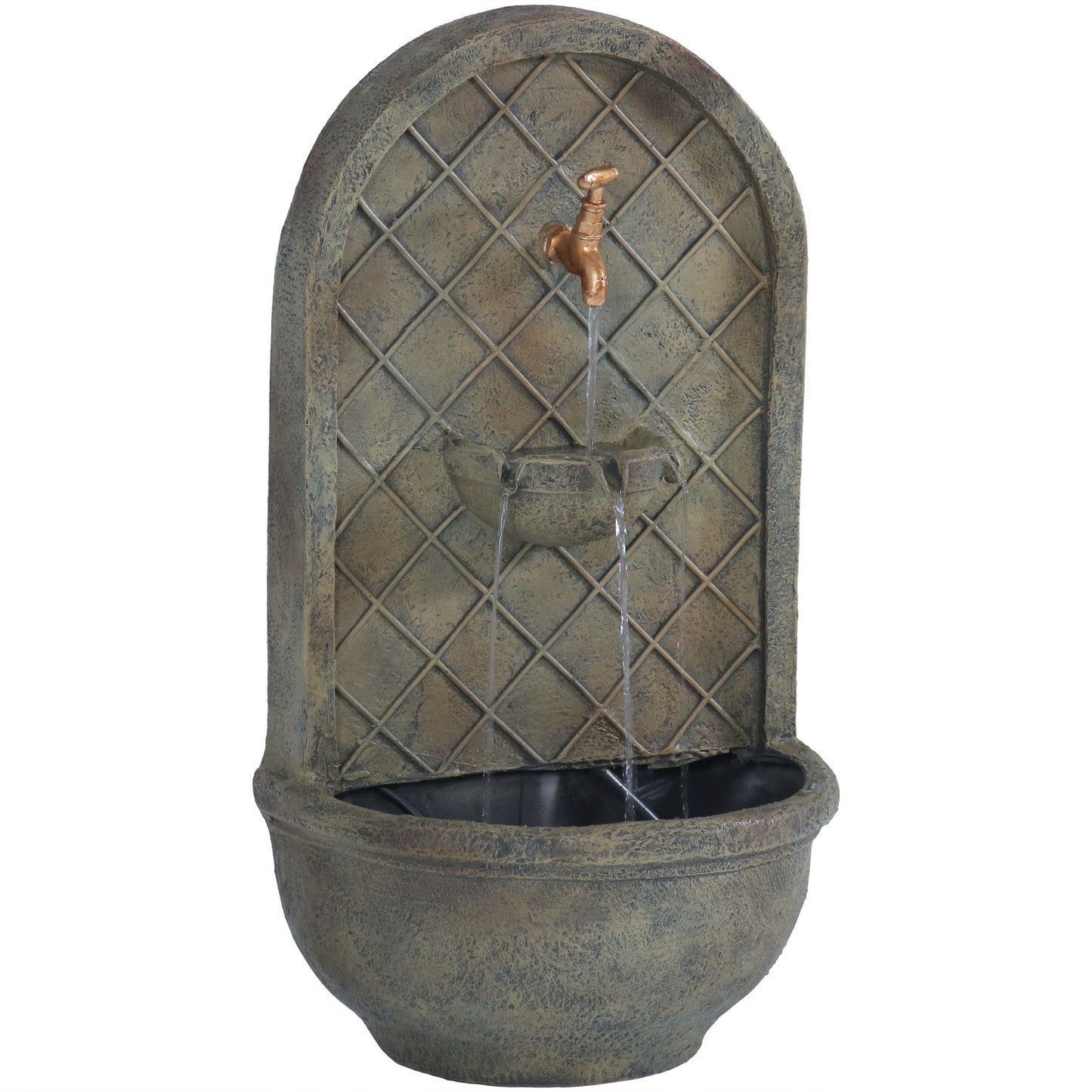 Sunnydaze 26" H Messina Solar Wall Fountain with Battery Backup