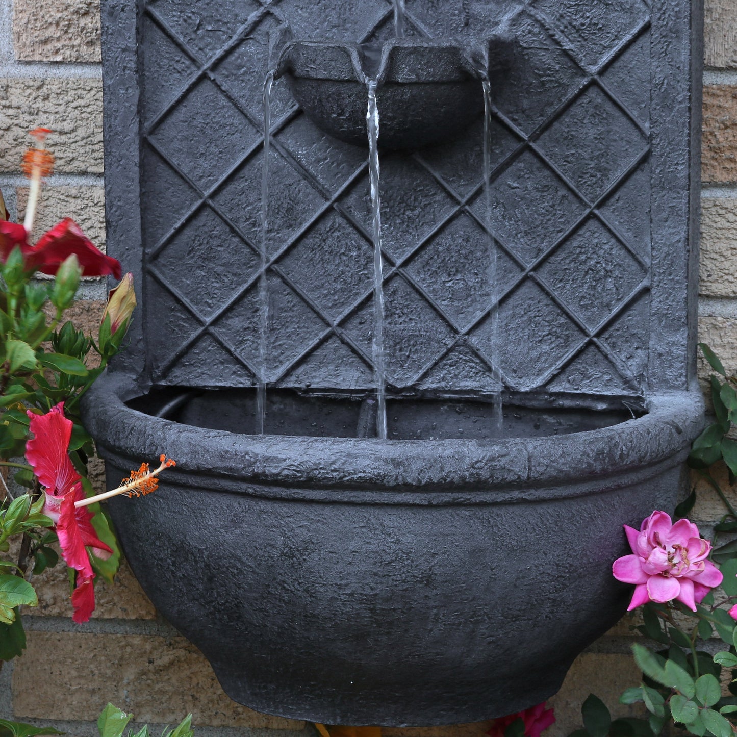 Sunnydaze 26" H Messina Solar Wall Fountain with Battery Backup