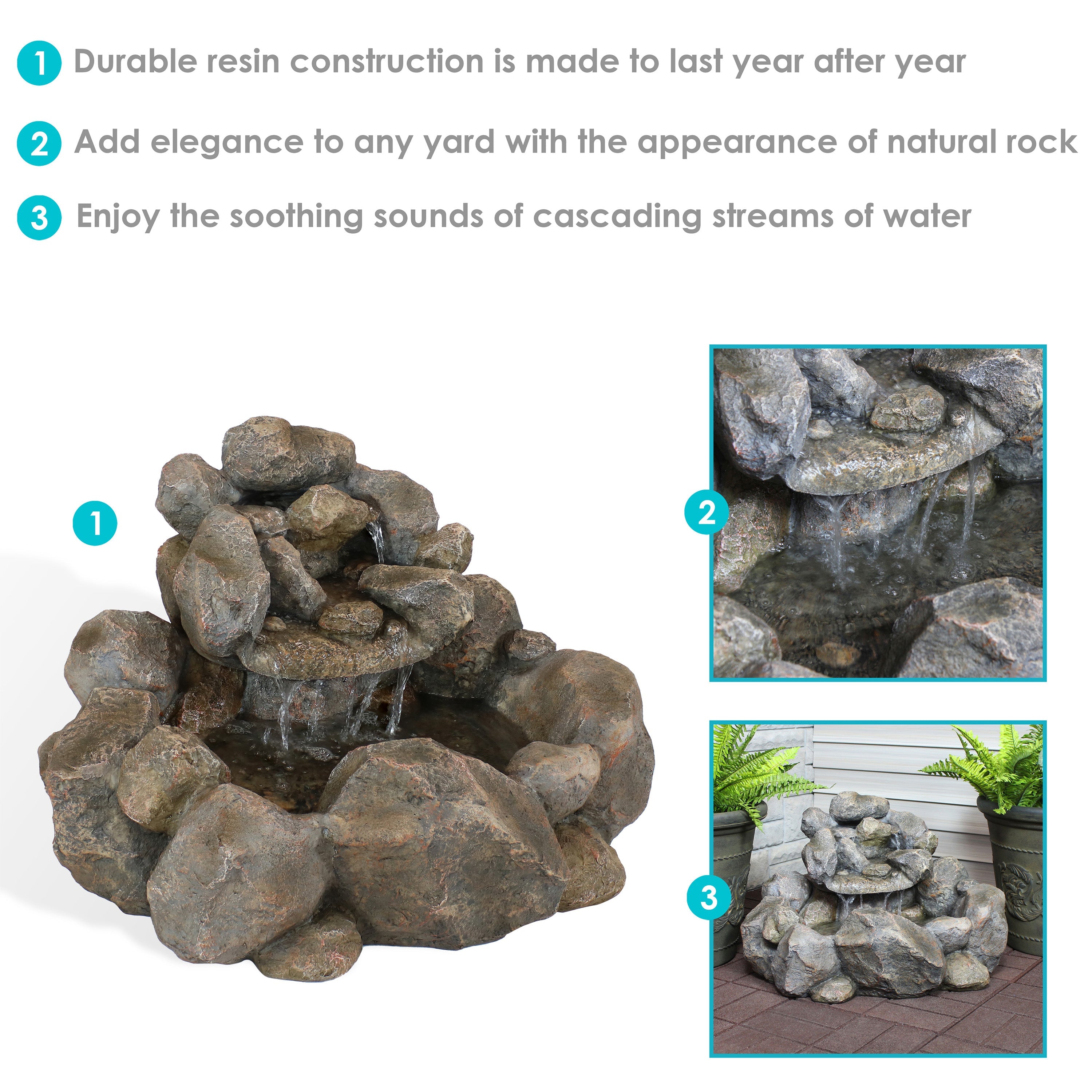Sunnydaze 18" H Rocky Ravine Outdoor Water Fountain