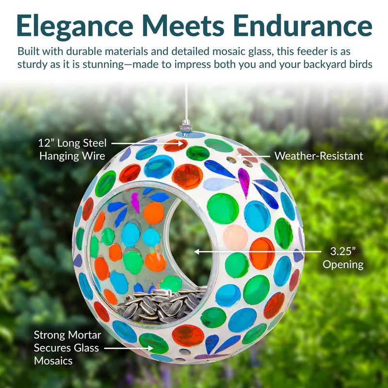 Sunnydaze 6" Mosaic Fly-Through Hanging Bird Feeder