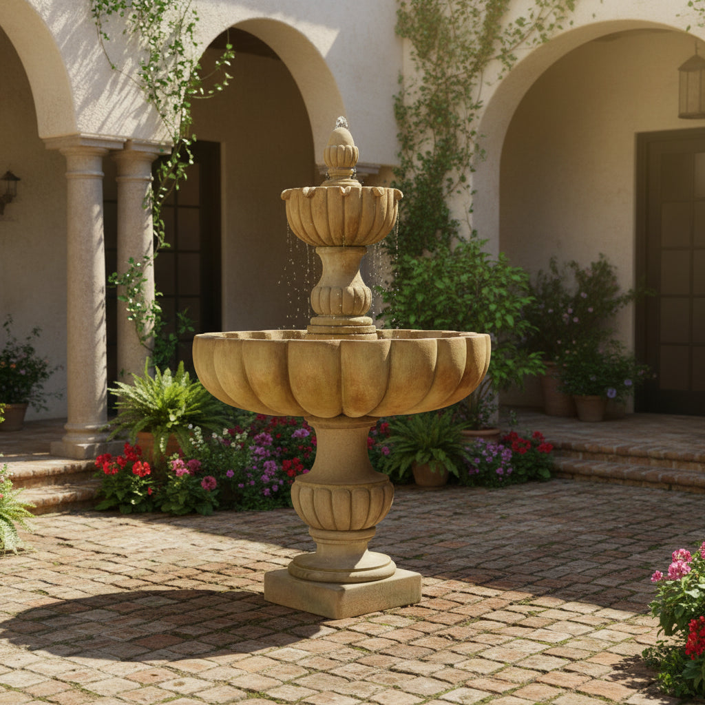 Giannini Garden Urbino Grande Tall Two Tier Outdoor Water Fountain 1290