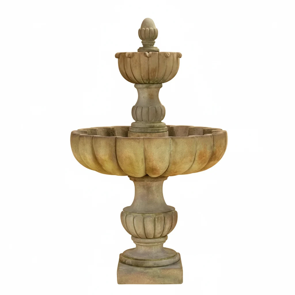 Giannini Garden Urbino Grande Tall Two Tier Outdoor Water Fountain 1290