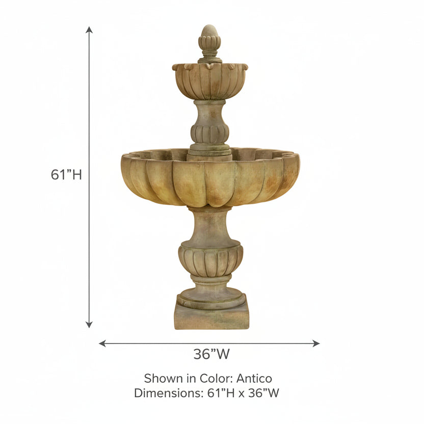 Giannini Garden Urbino Grande Tall Two Tier Outdoor Water Fountain 1290