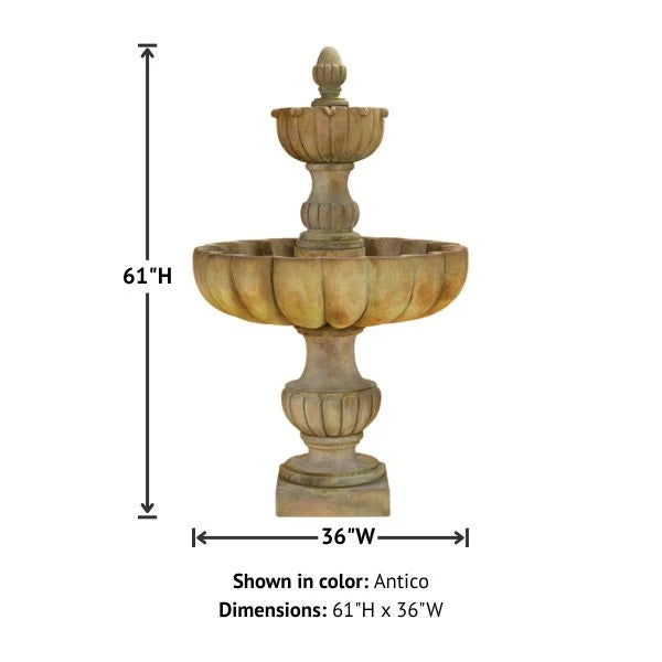 Giannini Garden Urbino Grande Tall Two Tier Outdoor Water Fountain 1290