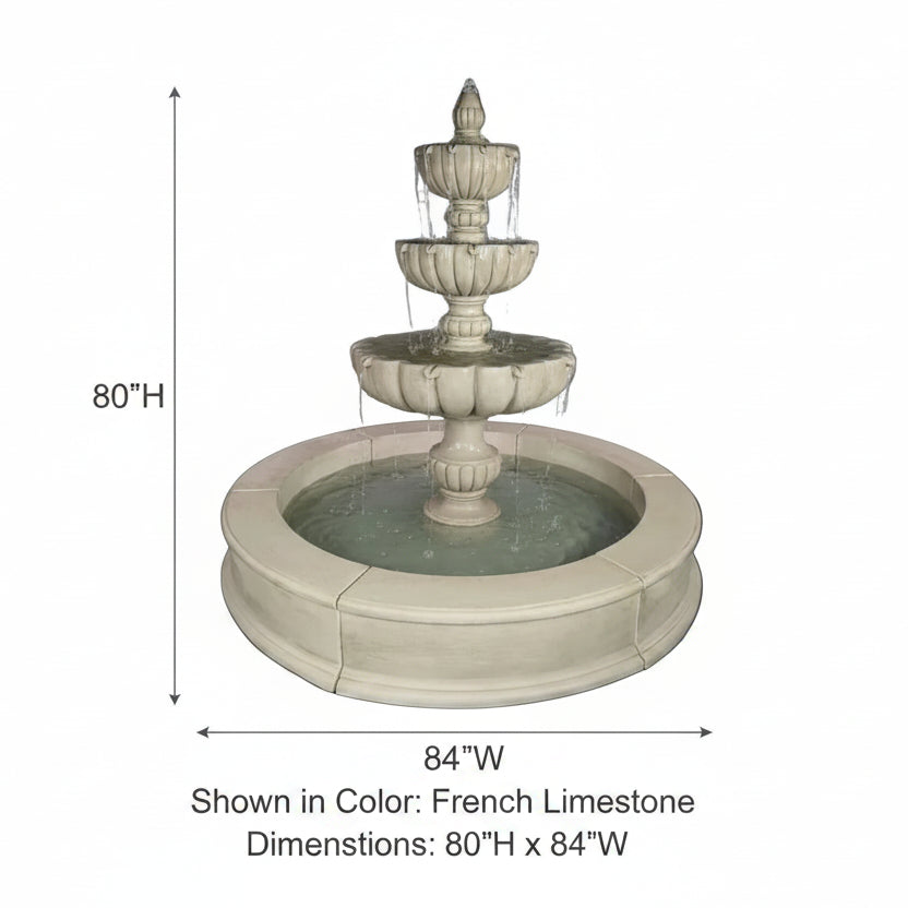 Giannini Garden Urbino Grande Three Tier Easy Pond Outdoor Water Fountain 1803