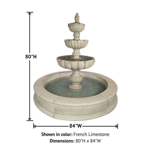 Giannini Garden Urbino Grande Three Tier Easy Pond Outdoor Water Fountain 1803