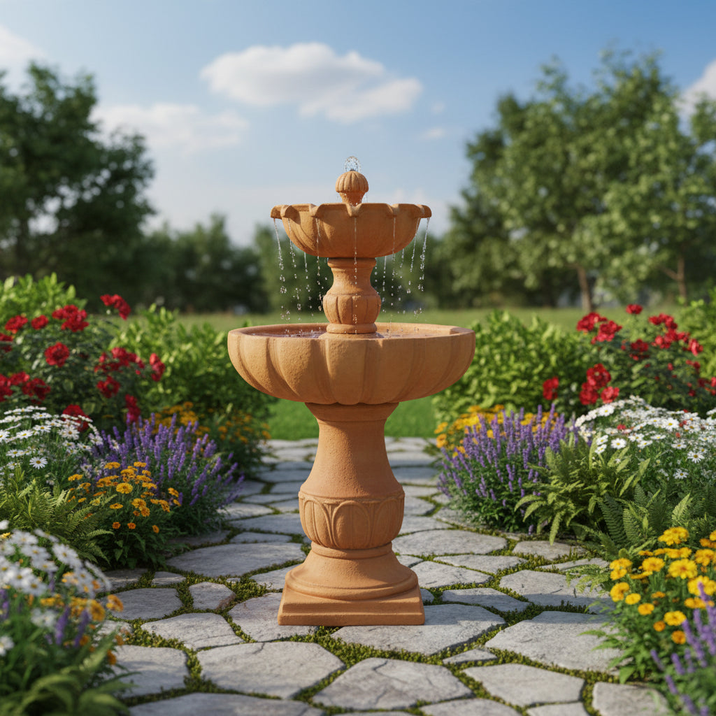 Giannini Garden Urbino Tall Two Tier Outdoor Water Fountain 1095