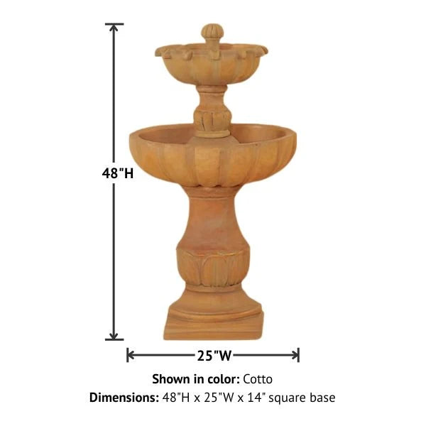 Giannini Garden Urbino Tall Two Tier Outdoor Water Fountain 1095