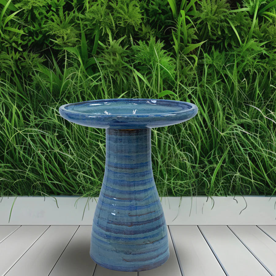Sunnydaze 18" Glazed Ceramic Outdoor Bird Bath