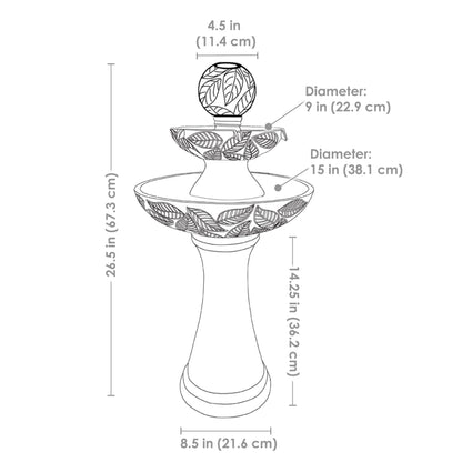 Sunnydaze Gentle Glow 2-Tier Ceramic Outdoor Fountain with LED Lights