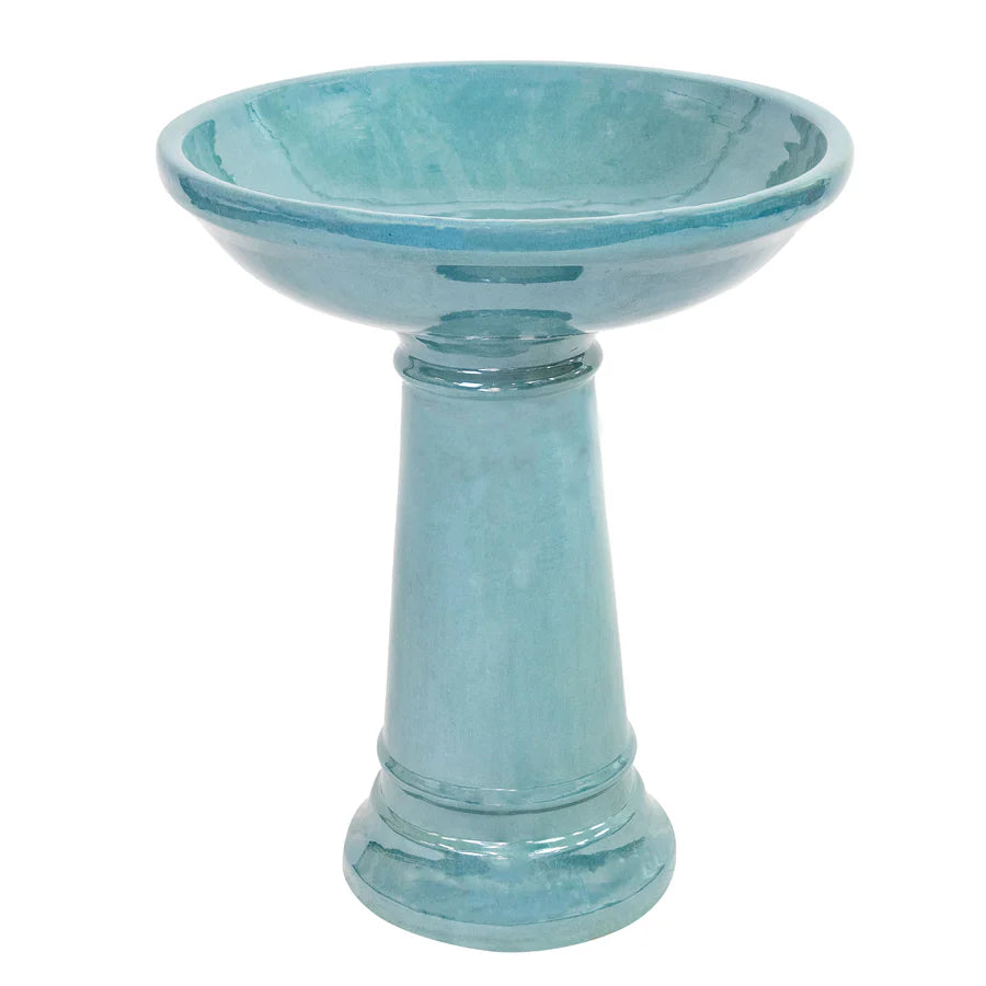 Sunnydaze 25" H Calais Glazed Ceramic Bird Bath VBD-3281