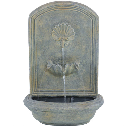 Sunnydaze 27" H Seaside Outdoor Solar Wall Fountain with Battery Backup