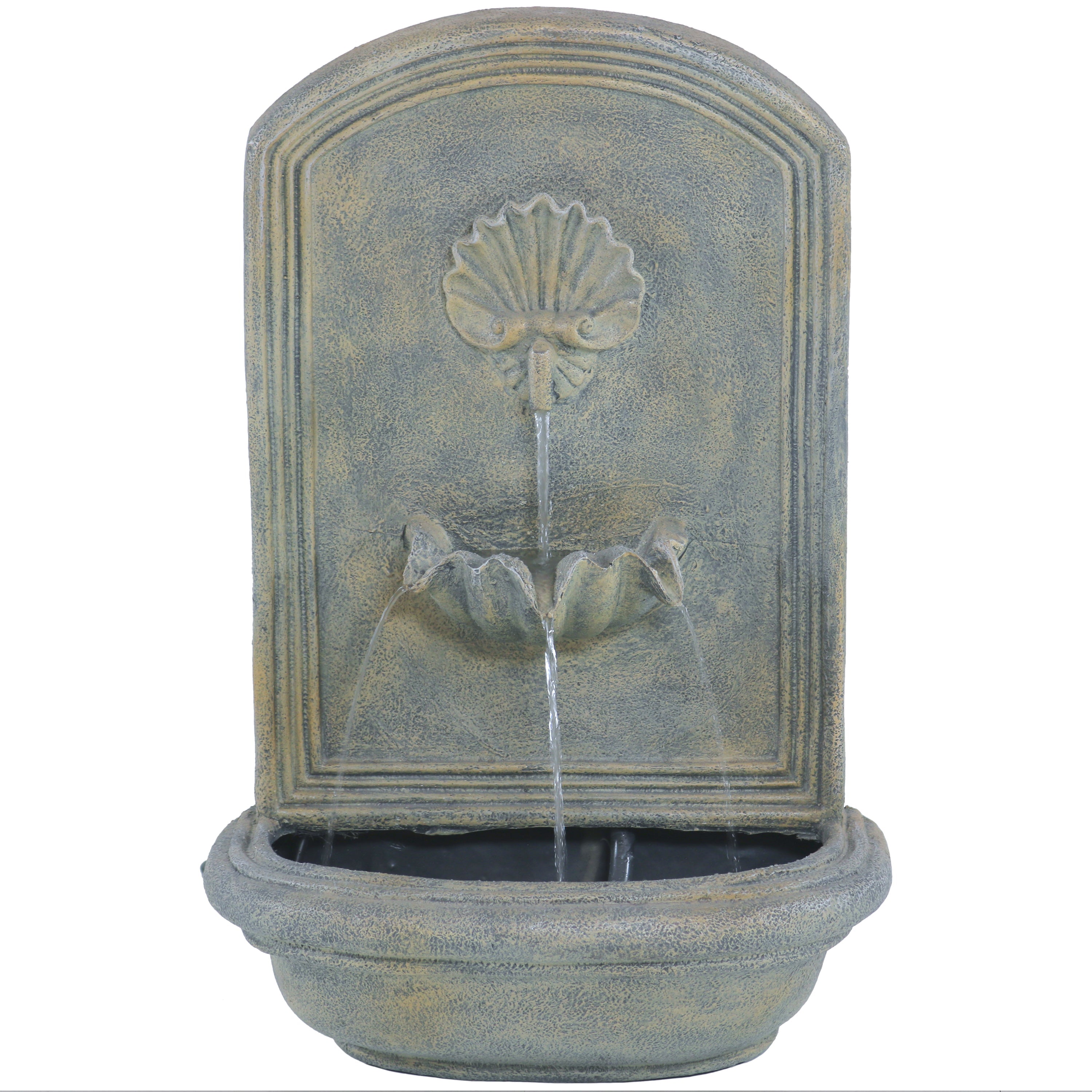 Sunnydaze 27" H Seaside Outdoor Solar Wall Fountain with Battery Backup
