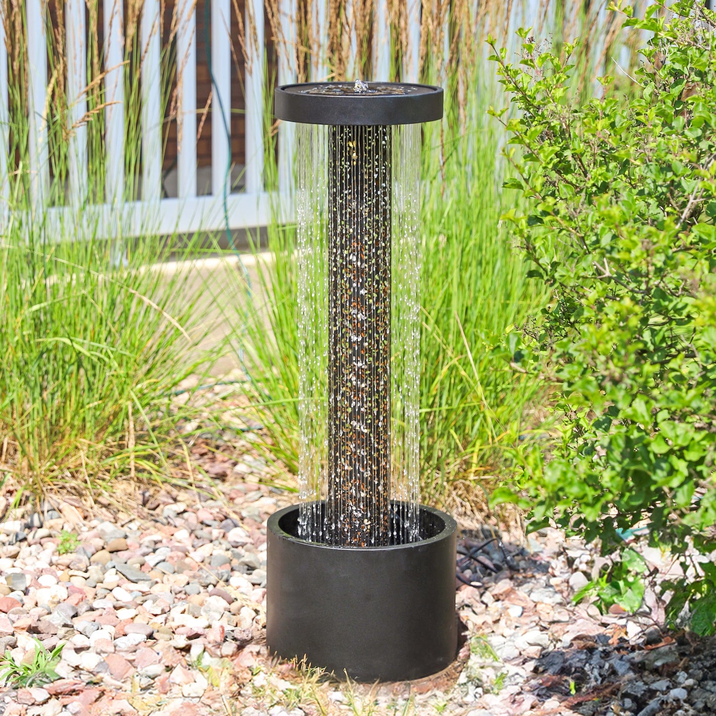Sunnydaze 41.25" Glittering Rain Outdoor Water Fountain with Lights
