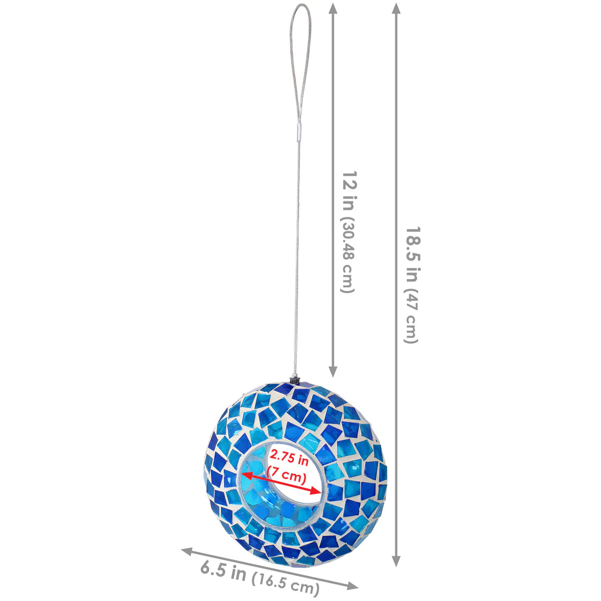 Sunnydaze 6" Mosaic Fly-Through Hanging Bird Feeder