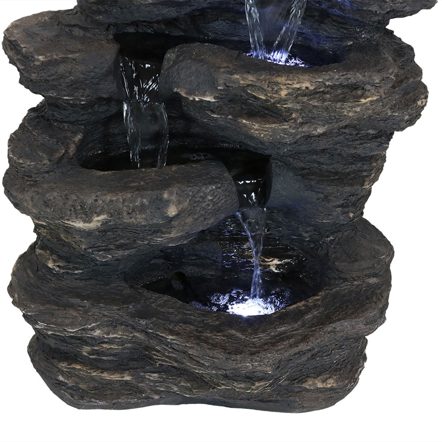 Sunnydaze 24" Rock Falls Outdoor Waterfall Fountain with LED Lights