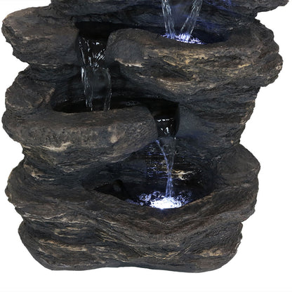 Sunnydaze 24" Rock Falls Outdoor Waterfall Fountain with LED Lights