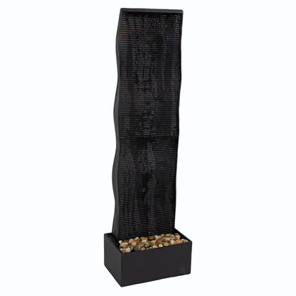 Sunnydaze  56" Curved Ridge Slate Tall Indoor Water Fountain with Light